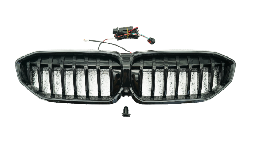 BMW 3 Series 2019-2022 G20 Single-Line Glossy Black Illuminated G20 Single-Line Glossy Black Illuminated Grille White